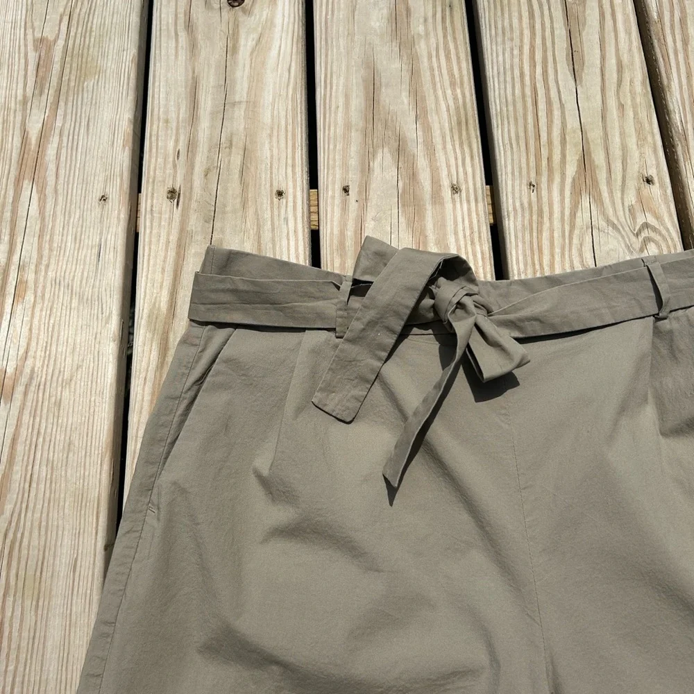 J.Crew  Women's Cotton‎ Blend Pull-On Ankle Pants 14 Tan Wide Leg - Picture 2 of 14
